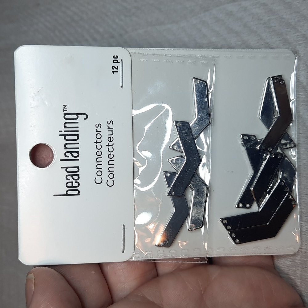 Bead Landing Rhodium Chevron Jewelry Connectors - 12 pc